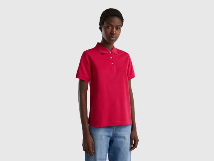 vrouwen Benetton polo van biologisch stretchkatoen fuchsia 4R623785