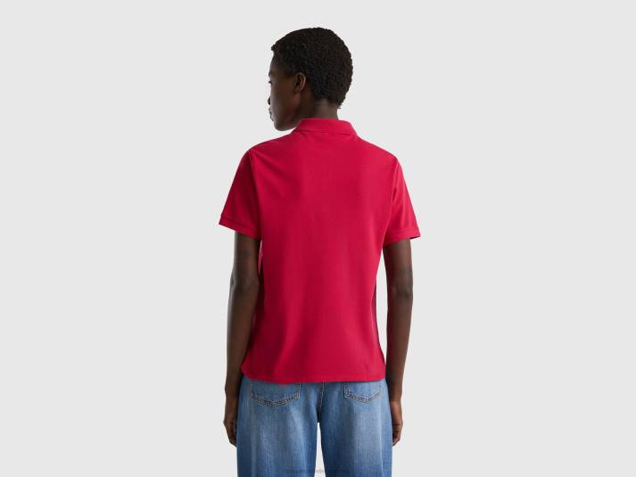 vrouwen Benetton polo van biologisch stretchkatoen fuchsia 4R623785