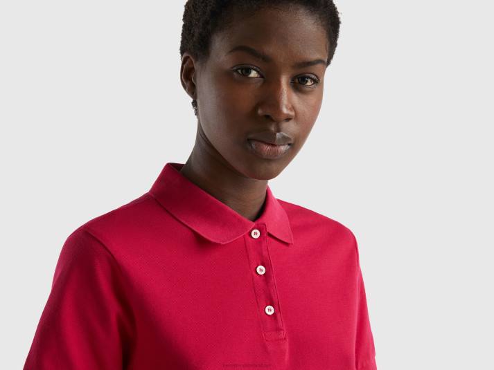 vrouwen Benetton polo van biologisch stretchkatoen fuchsia 4R623785