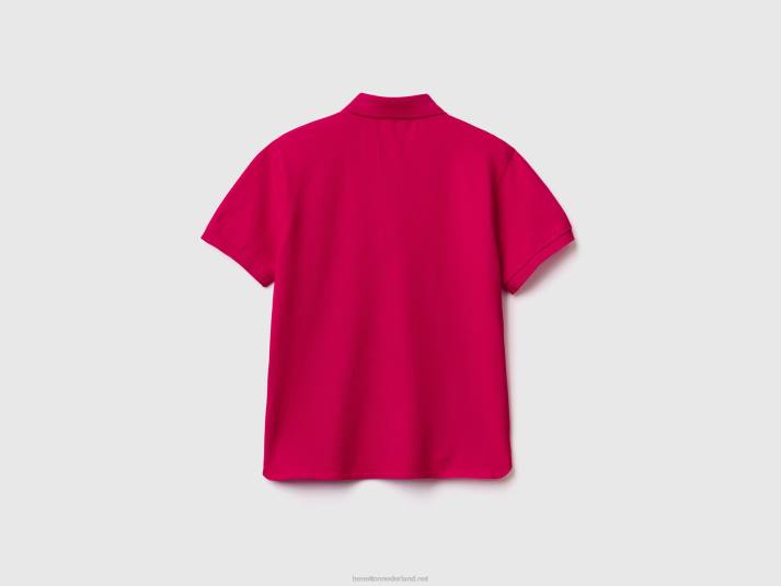 vrouwen Benetton polo van biologisch stretchkatoen fuchsia 4R623785