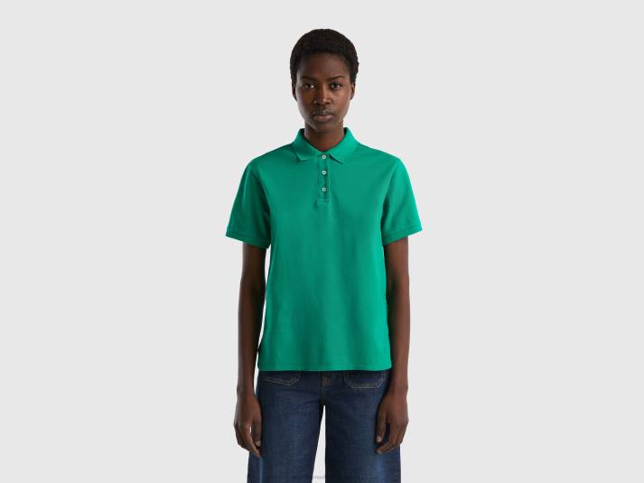 vrouwen Benetton polo van biologisch stretchkatoen groente 4R62418