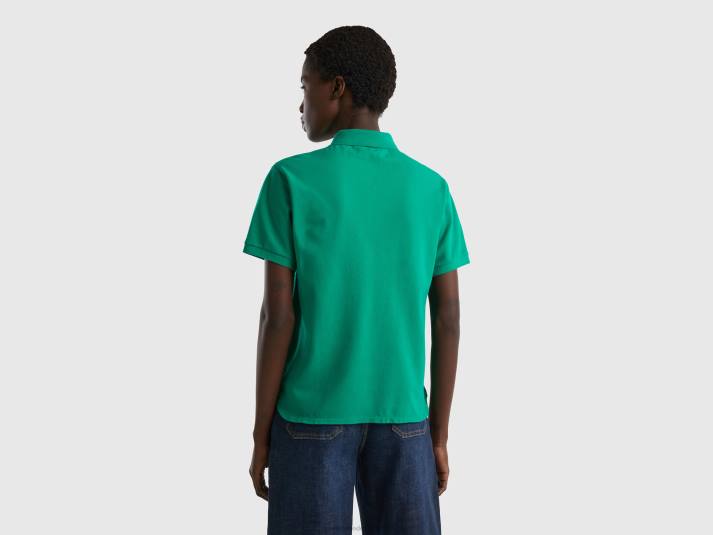 vrouwen Benetton polo van biologisch stretchkatoen groente 4R62418