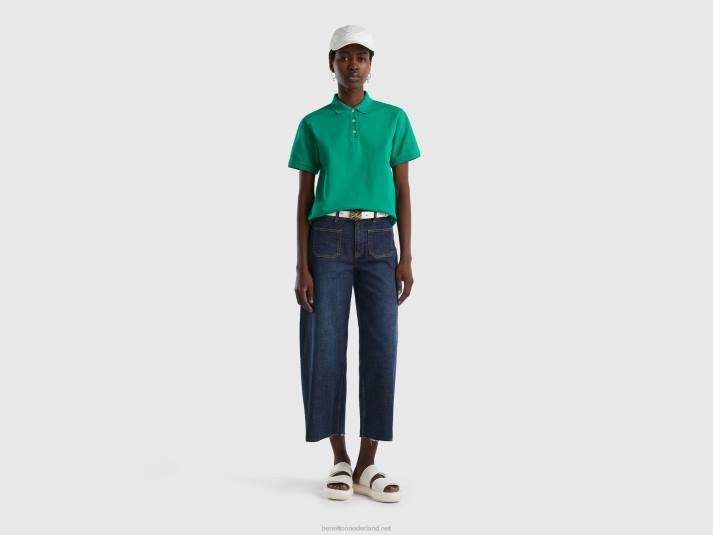 vrouwen Benetton polo van biologisch stretchkatoen groente 4R62418