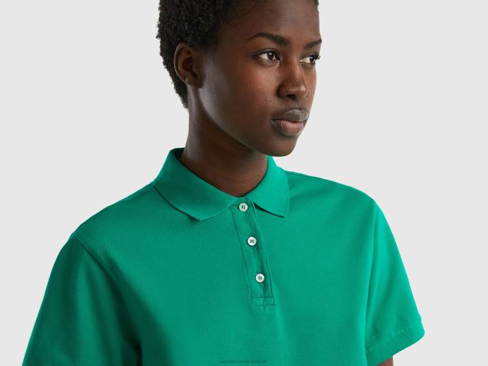 vrouwen Benetton polo van biologisch stretchkatoen groente 4R62418