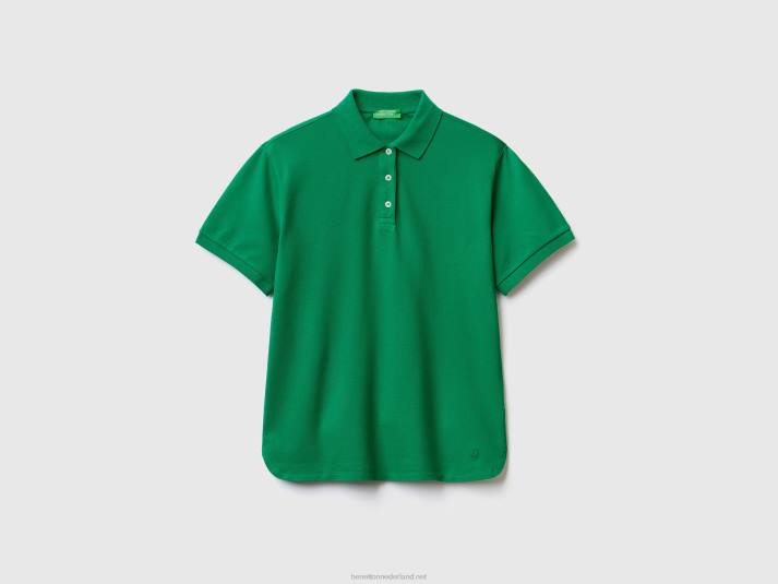 vrouwen Benetton polo van biologisch stretchkatoen groente 4R62418