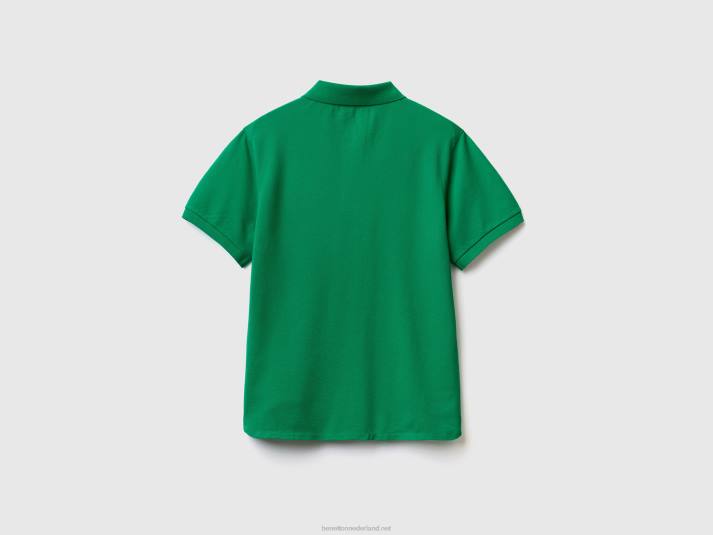 vrouwen Benetton polo van biologisch stretchkatoen groente 4R62418