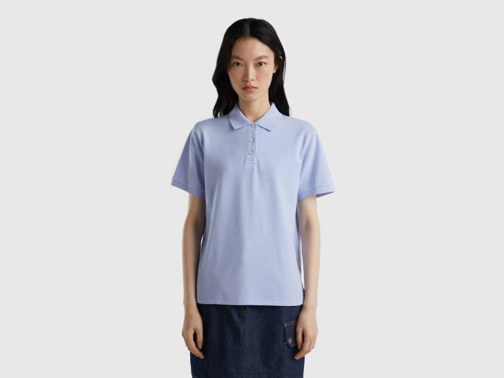 vrouwen Benetton polo van biologisch stretchkatoen lavendel 4R623812