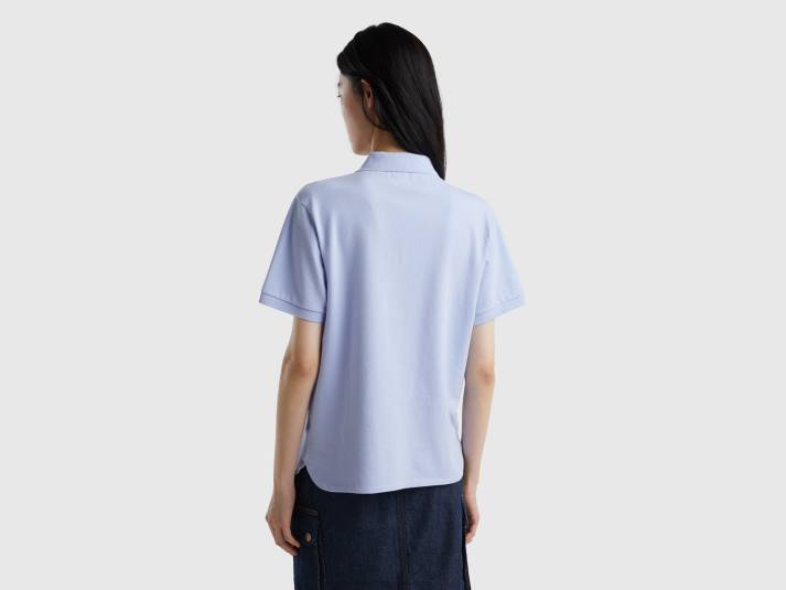 vrouwen Benetton polo van biologisch stretchkatoen lavendel 4R623812