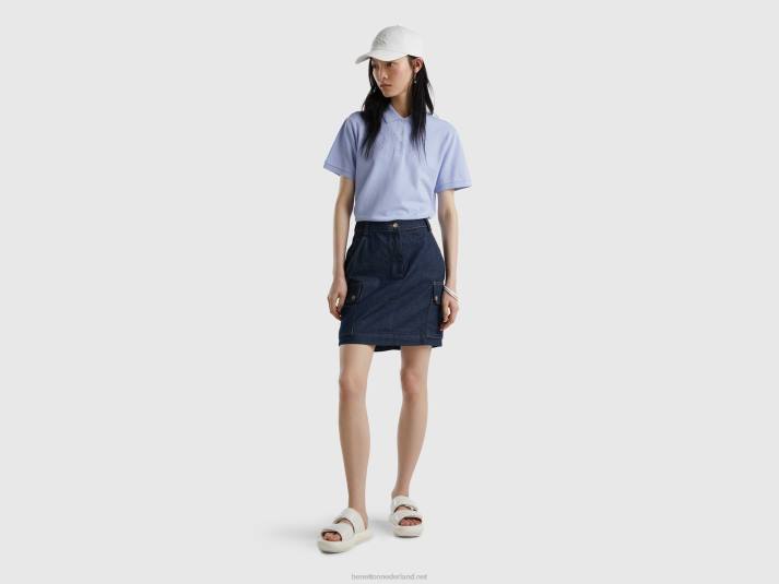 vrouwen Benetton polo van biologisch stretchkatoen lavendel 4R623812