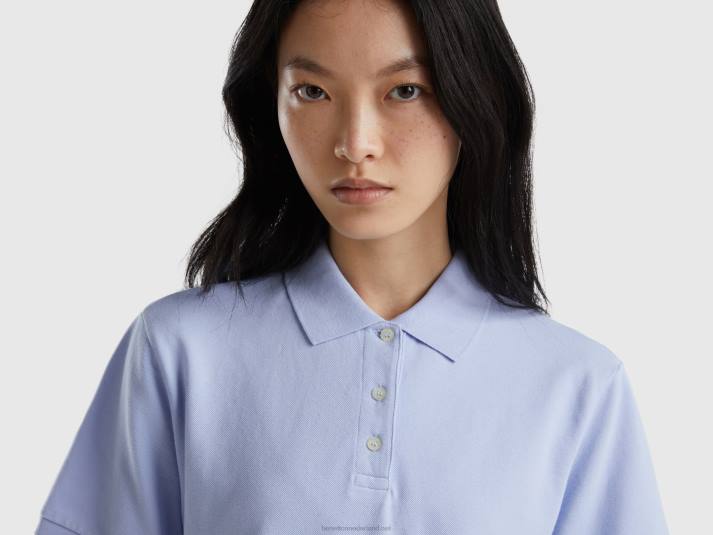 vrouwen Benetton polo van biologisch stretchkatoen lavendel 4R623812