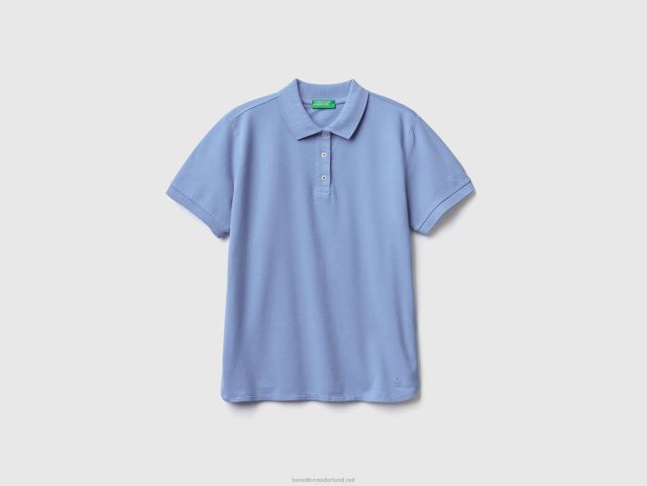 vrouwen Benetton polo van biologisch stretchkatoen lavendel 4R623812