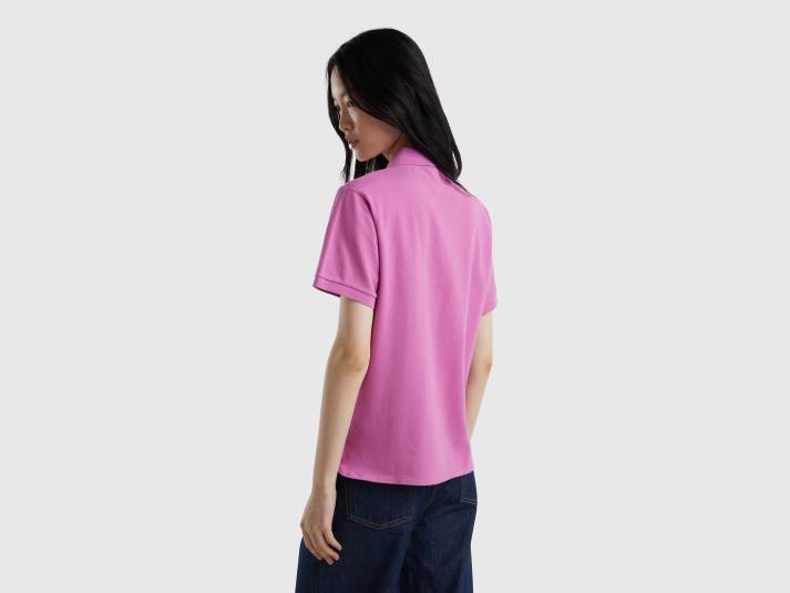 vrouwen Benetton polo van biologisch stretchkatoen roze 4R62316