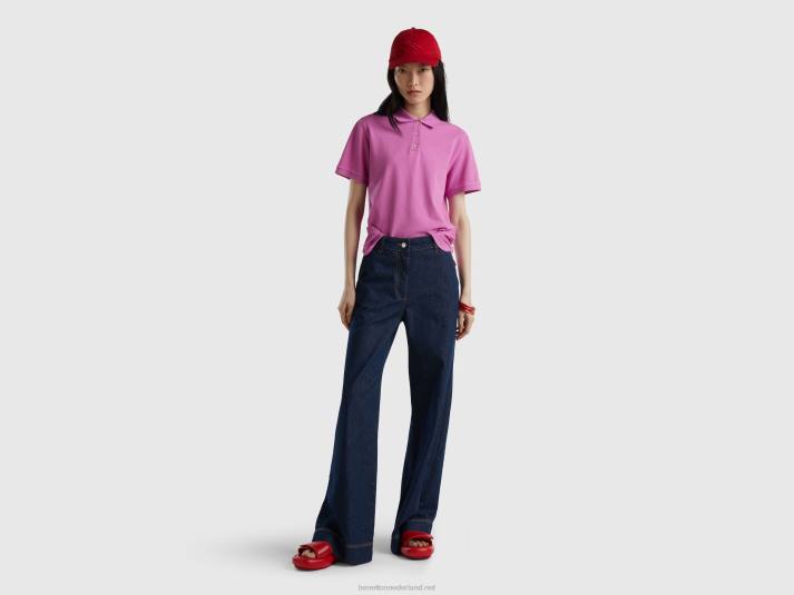 vrouwen Benetton polo van biologisch stretchkatoen roze 4R62316