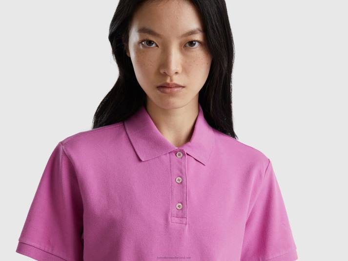 vrouwen Benetton polo van biologisch stretchkatoen roze 4R62316