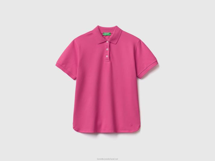 vrouwen Benetton polo van biologisch stretchkatoen roze 4R62316
