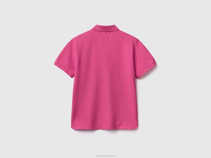 vrouwen Benetton polo van biologisch stretchkatoen roze 4R62316