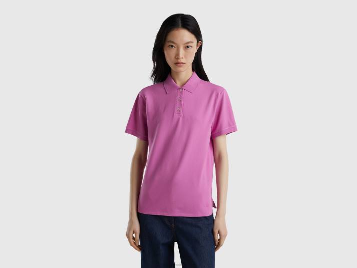vrouwen Benetton polo van biologisch stretchkatoen roze 4R623858