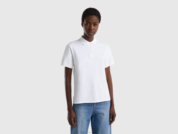 vrouwen Benetton polo van biologisch stretchkatoen wit 4R62317
