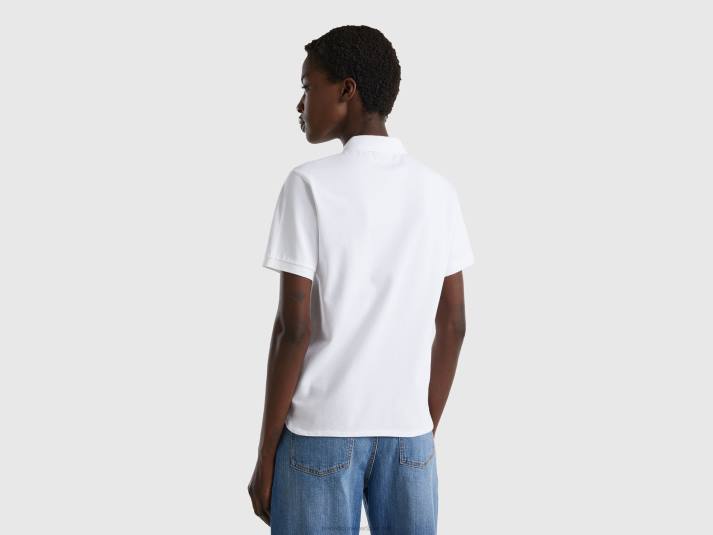 vrouwen Benetton polo van biologisch stretchkatoen wit 4R62317