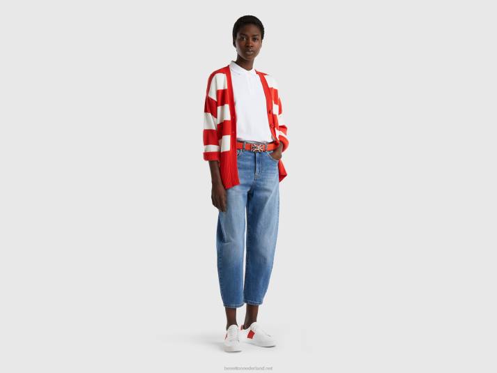 vrouwen Benetton polo van biologisch stretchkatoen wit 4R62317