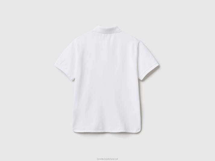 vrouwen Benetton polo van biologisch stretchkatoen wit 4R62317