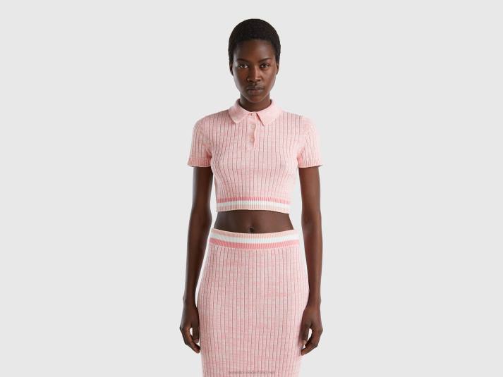 vrouwen Benetton roze cropped gebreide polo roze 4R6233