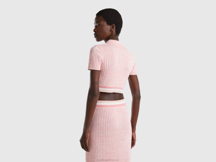 vrouwen Benetton roze cropped gebreide polo roze 4R623527