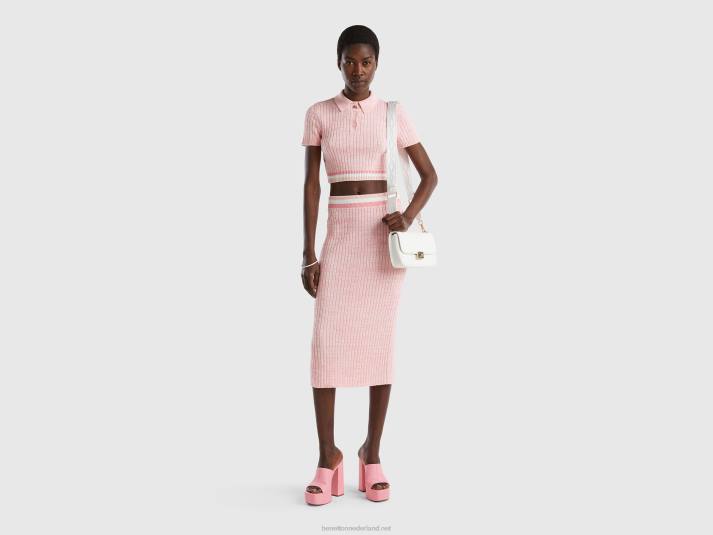 vrouwen Benetton roze cropped gebreide polo roze 4R623527