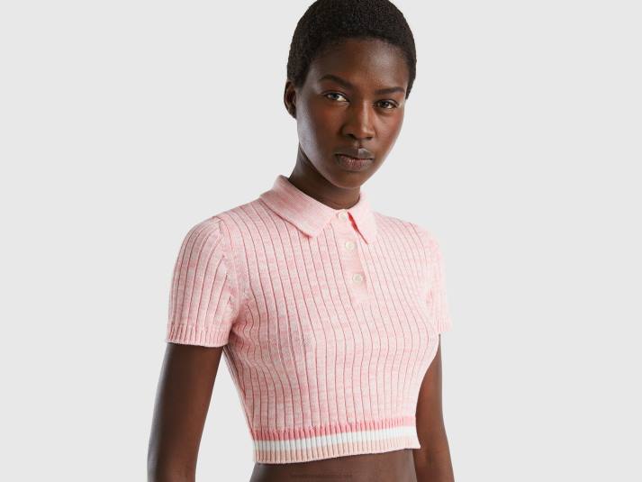 vrouwen Benetton roze cropped gebreide polo roze 4R623527