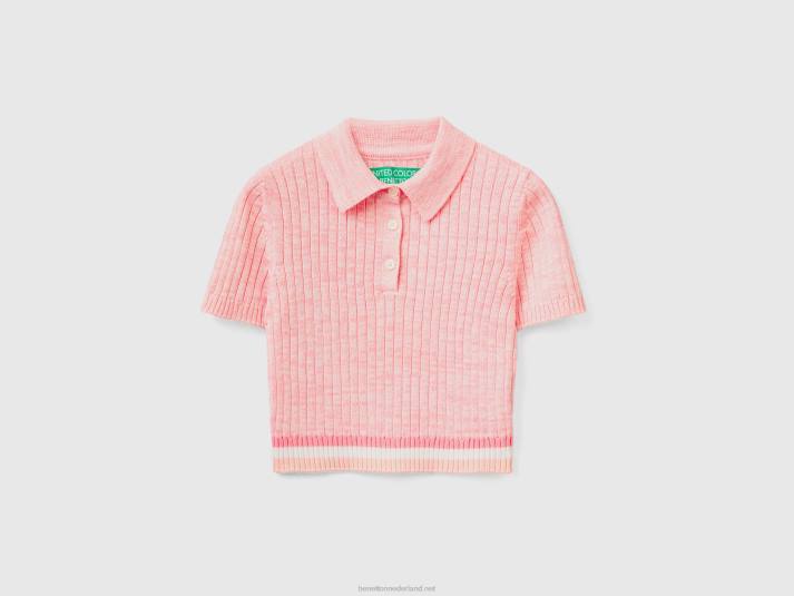 vrouwen Benetton roze cropped gebreide polo roze 4R623527