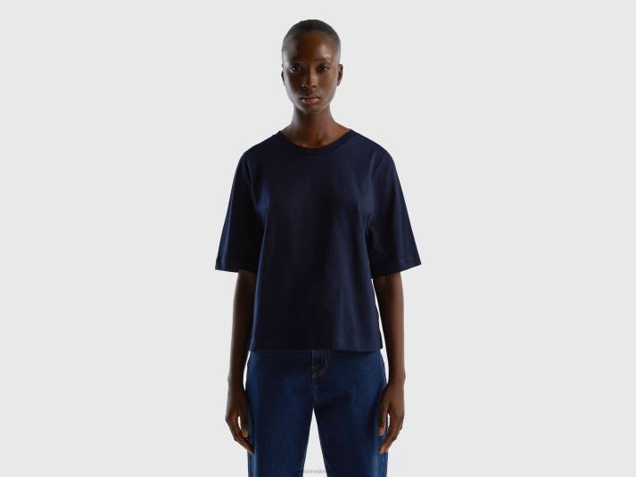 vrouwen Benetton Boxy-fit T-shirt van 100% katoen donkerblauw 4R62446
