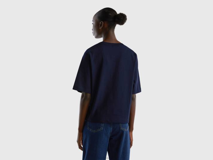 vrouwen Benetton Boxy-fit T-shirt van 100% katoen donkerblauw 4R62446