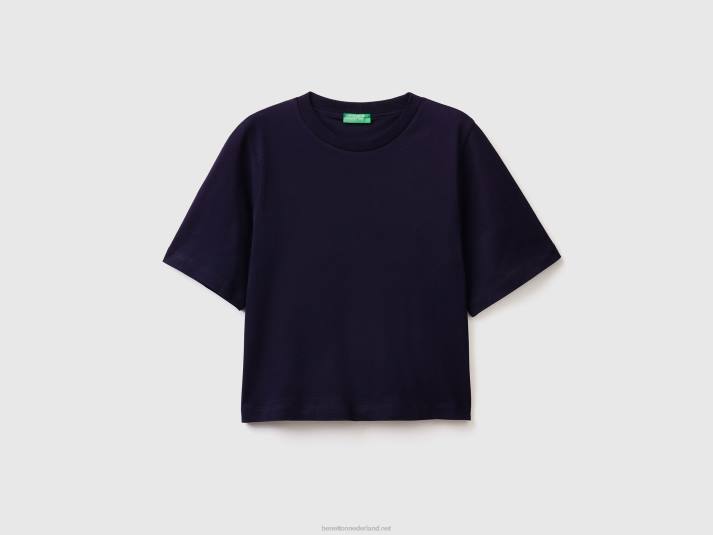 vrouwen Benetton Boxy-fit T-shirt van 100% katoen donkerblauw 4R62446