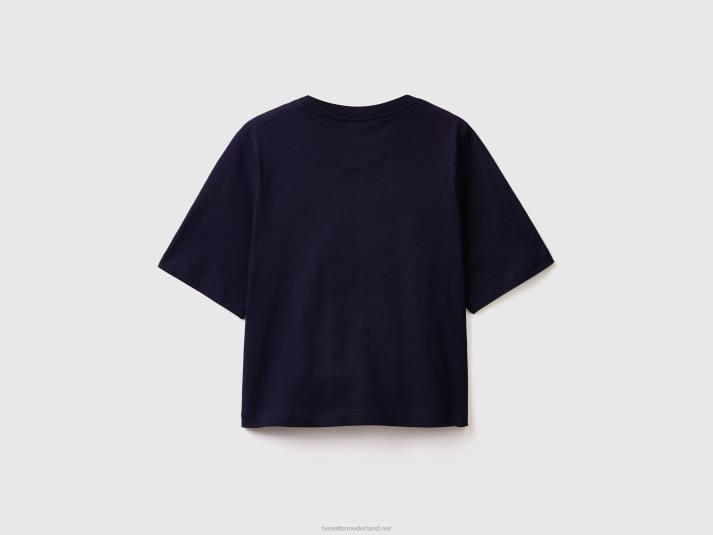 vrouwen Benetton Boxy-fit T-shirt van 100% katoen donkerblauw 4R62446