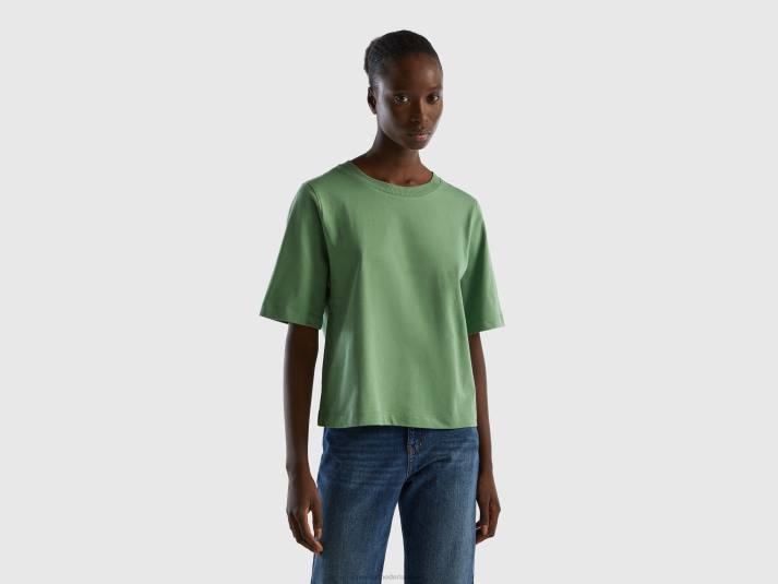 vrouwen Benetton Boxy-fit T-shirt van 100% katoen groente 4R62378