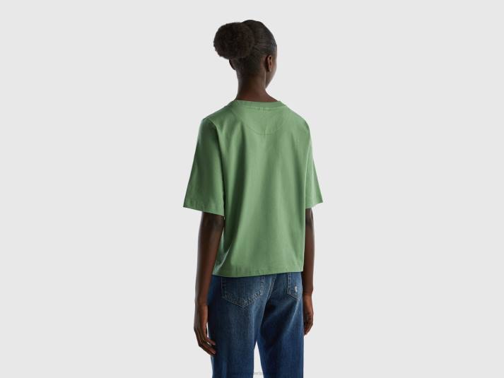 vrouwen Benetton Boxy-fit T-shirt van 100% katoen groente 4R62378