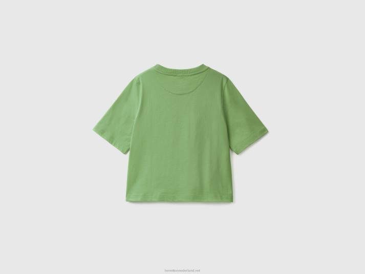vrouwen Benetton Boxy-fit T-shirt van 100% katoen groente 4R62378