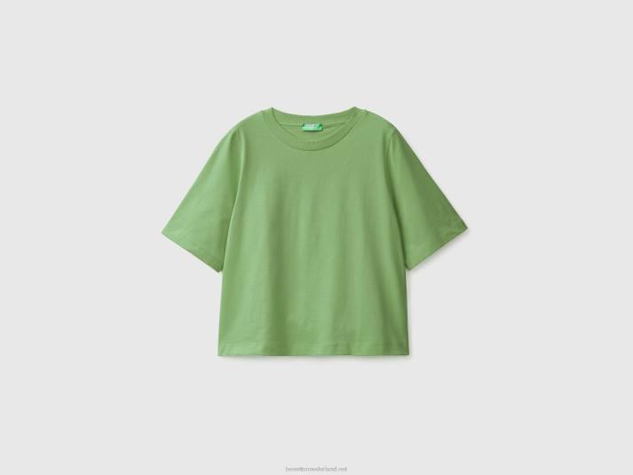 vrouwen Benetton Boxy-fit T-shirt van 100% katoen groente 4R623867