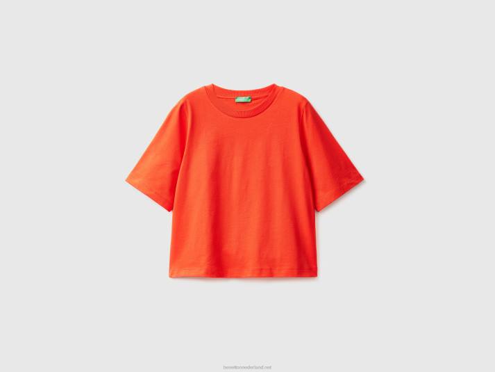vrouwen Benetton Boxy-fit T-shirt van 100% katoen rood 4R62320
