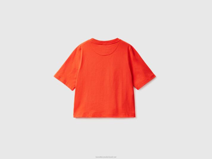 vrouwen Benetton Boxy-fit T-shirt van 100% katoen rood 4R62320
