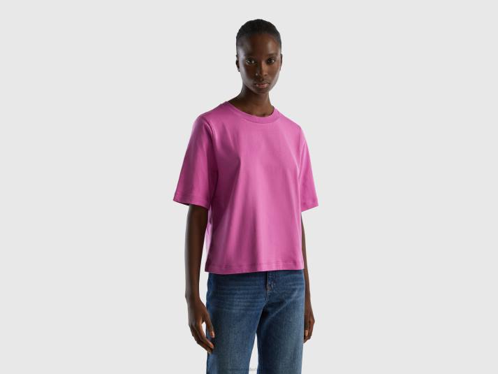 vrouwen Benetton Boxy-fit T-shirt van 100% katoen roze 4R62398