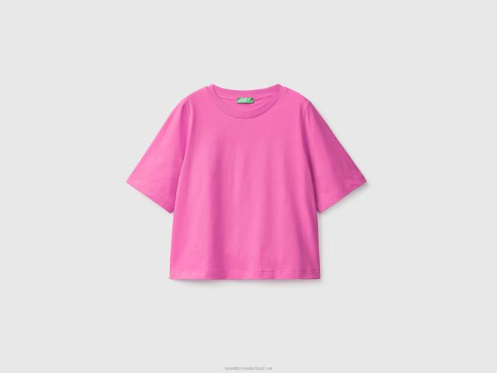 vrouwen Benetton Boxy-fit T-shirt van 100% katoen roze 4R62398