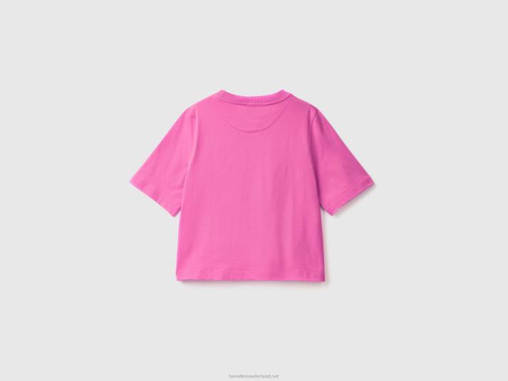vrouwen Benetton Boxy-fit T-shirt van 100% katoen roze 4R62398