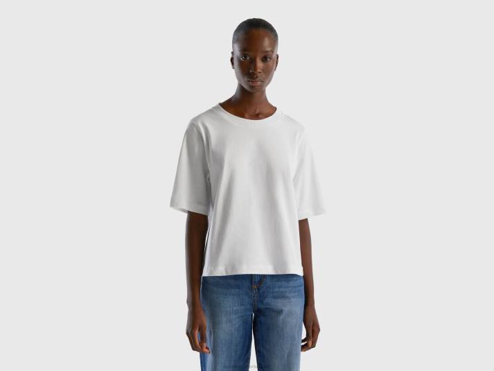vrouwen Benetton Boxy-fit T-shirt van 100% katoen wit 4R62473