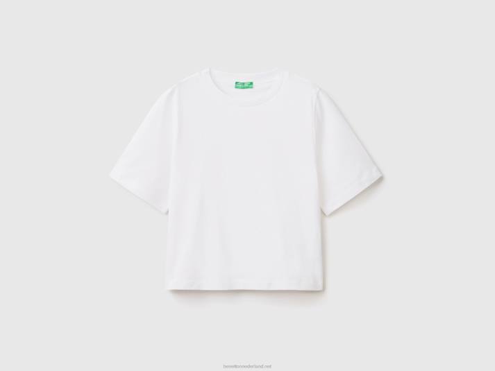 vrouwen Benetton Boxy-fit T-shirt van 100% katoen wit 4R62473