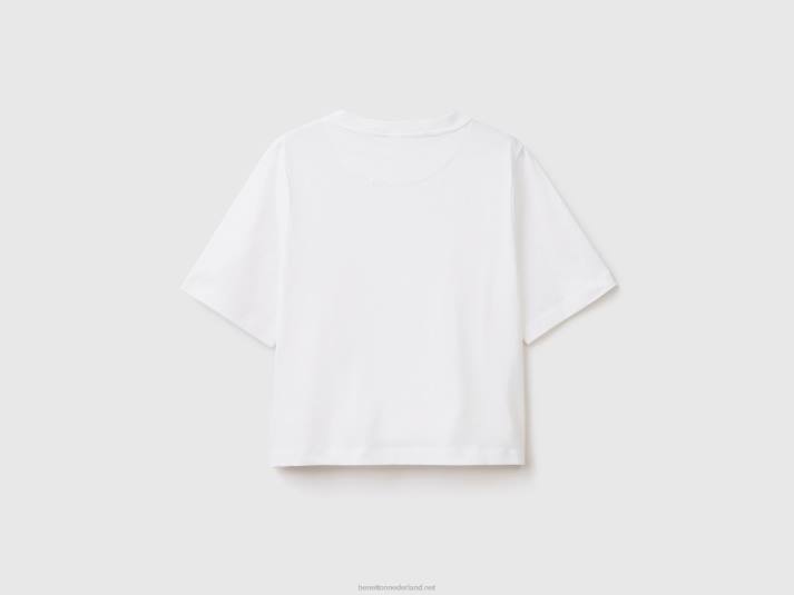 vrouwen Benetton Boxy-fit T-shirt van 100% katoen wit 4R62473