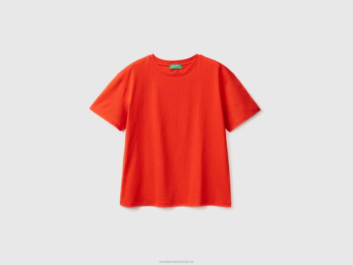 vrouwen Benetton T-shirt met korte mouwen van 100% katoen rood 4R62387