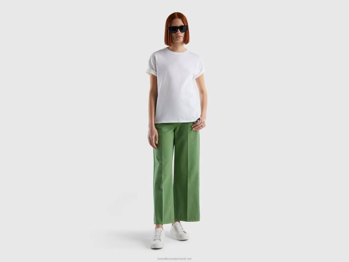 vrouwen Benetton T-shirt met korte mouwen van 100% katoen wit 4R62325