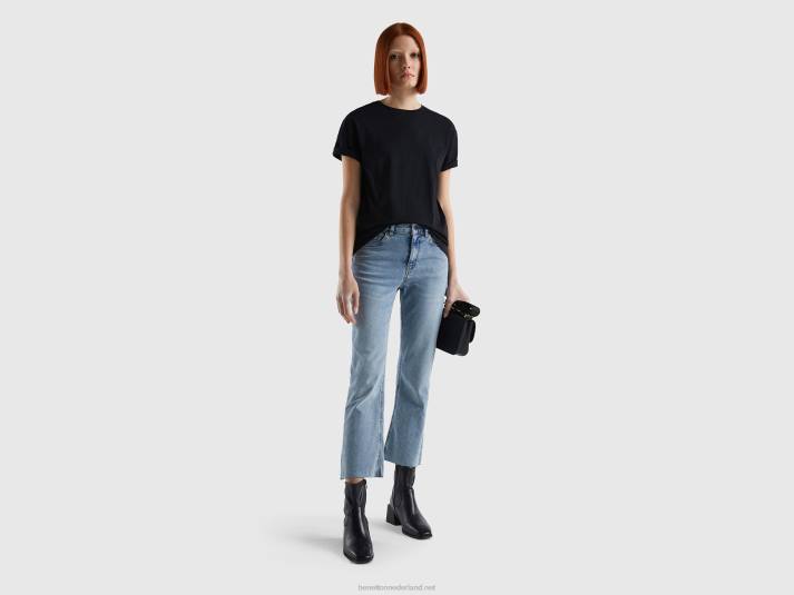 vrouwen Benetton T-shirt met korte mouwen van 100% katoen zwart 4R623832