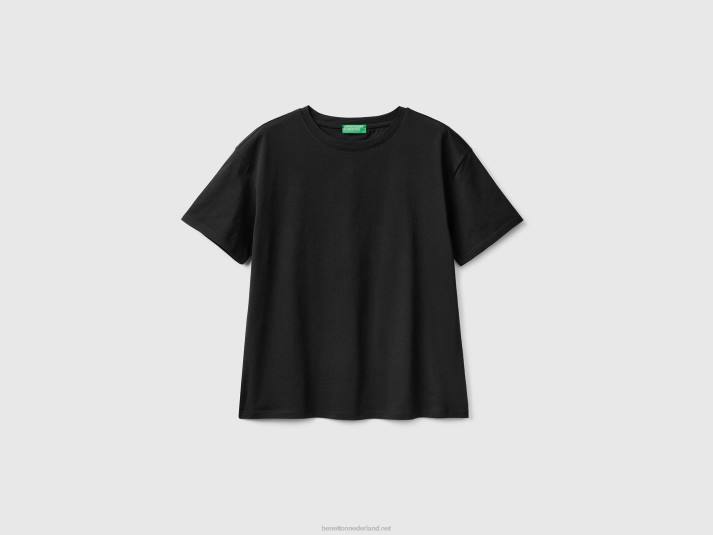 vrouwen Benetton T-shirt met korte mouwen van 100% katoen zwart 4R623832